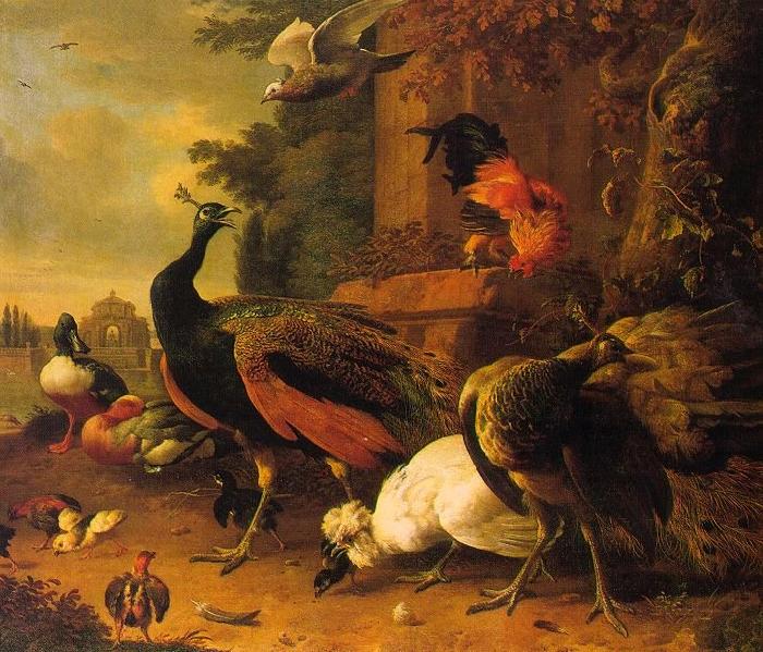 Melchior de Hondecoeter Birds in a Park oil painting image